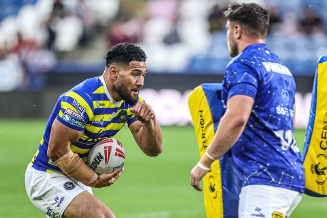 Kelepi Tanginoa of Warrington Wolves in the pre-game warm up during the Betfred Super League round 10 match Huddersfield Giants vs Warrington Wolves at Accu Stadium, Huddersfield, United Kingdom on 02 May 2026

(Photo by Alfie Cosgrove/News Images)