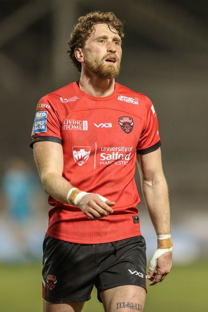 Ethan Ryan of Salford Red Devils during the Betfred Super League Round 5 match Salford Red Devils vs Huddersfield Giants at Salford Community Stadium, Eccles, United Kingdom, 20th March 2025

(Photo by Alfie Cosgrove/News Images)