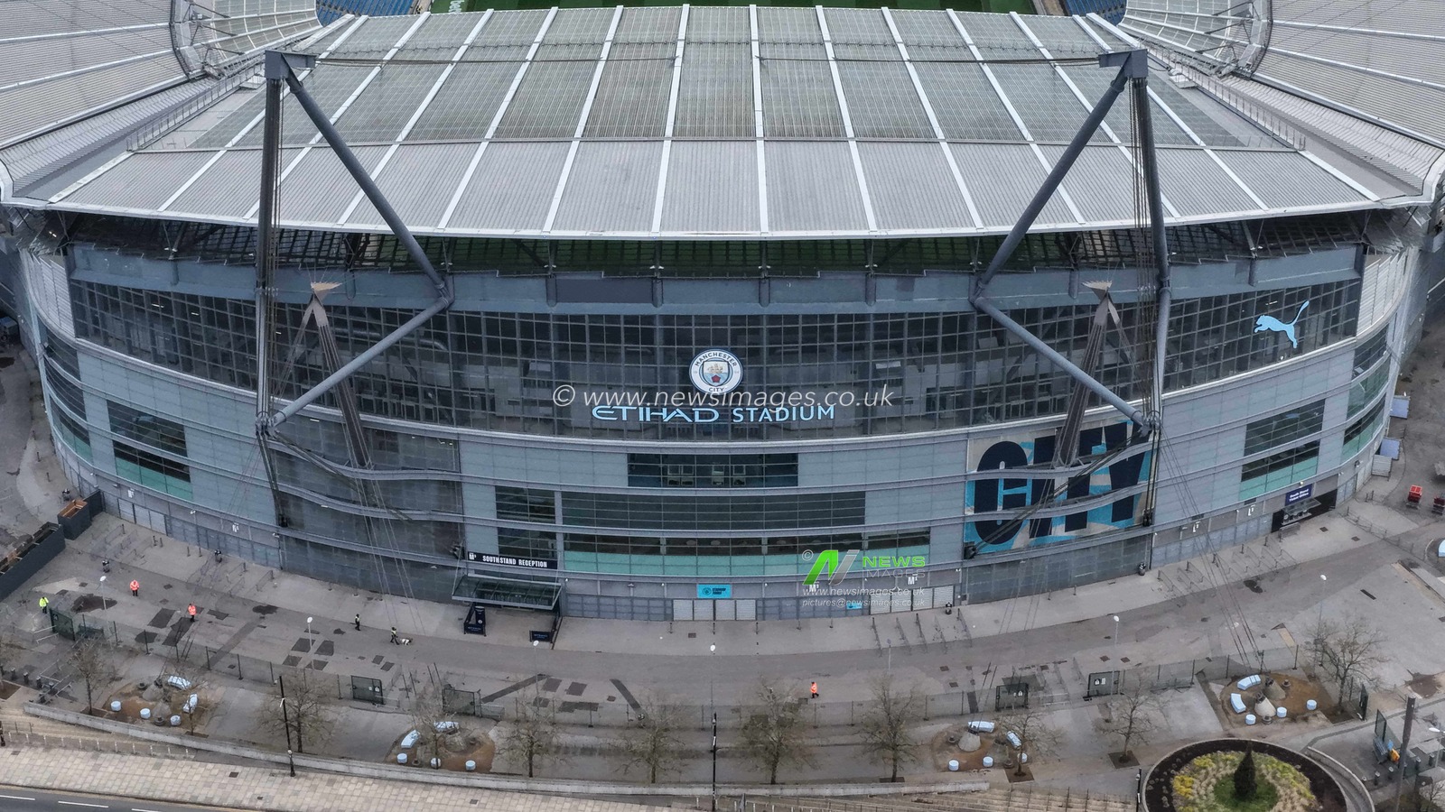An aerial view of The Etihad Stadium during the Emirates FA Cup Quarter-Final match Manchester City vs Liverpool at Etihad Stadium, Manchester, United Kingdom on 04 April 2026

(Photo by Mark Cosgrove/News Images)