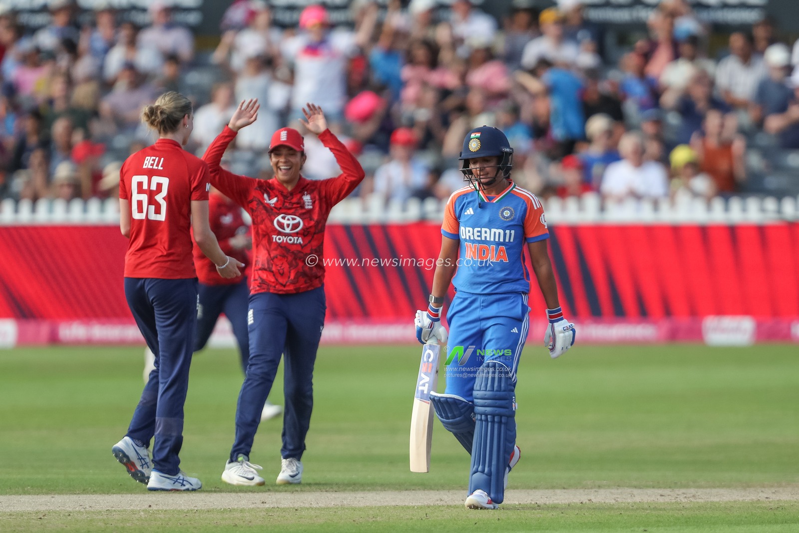Harmanpreet Kaur of India leaves the field of play after been dismissed during the 2nd Vitality IT20 England Women vs India Women at Seat Unique Stadium, Bristol, United Kingdom, 1st July 2025

(Photo by Izzy Poles/News Images)