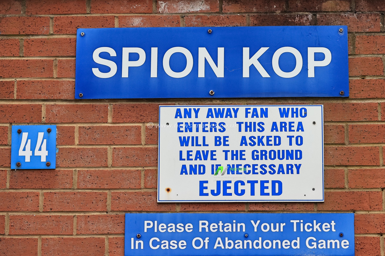 A sign at Hillsboroughâ€™s Spion Kop stand