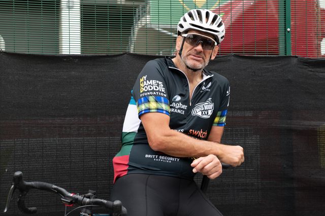 Martin Johnson relaxes on his bike following the Lewis Moody XV  Cycle Challenge prior to the Gallagher PREM Final match Northampton Saints vs Exeter Chiefs at Allianz Stadium, Twickenham, United Kingdom on 20 June 2026.

(Photo by Alex Williamson/News Images)