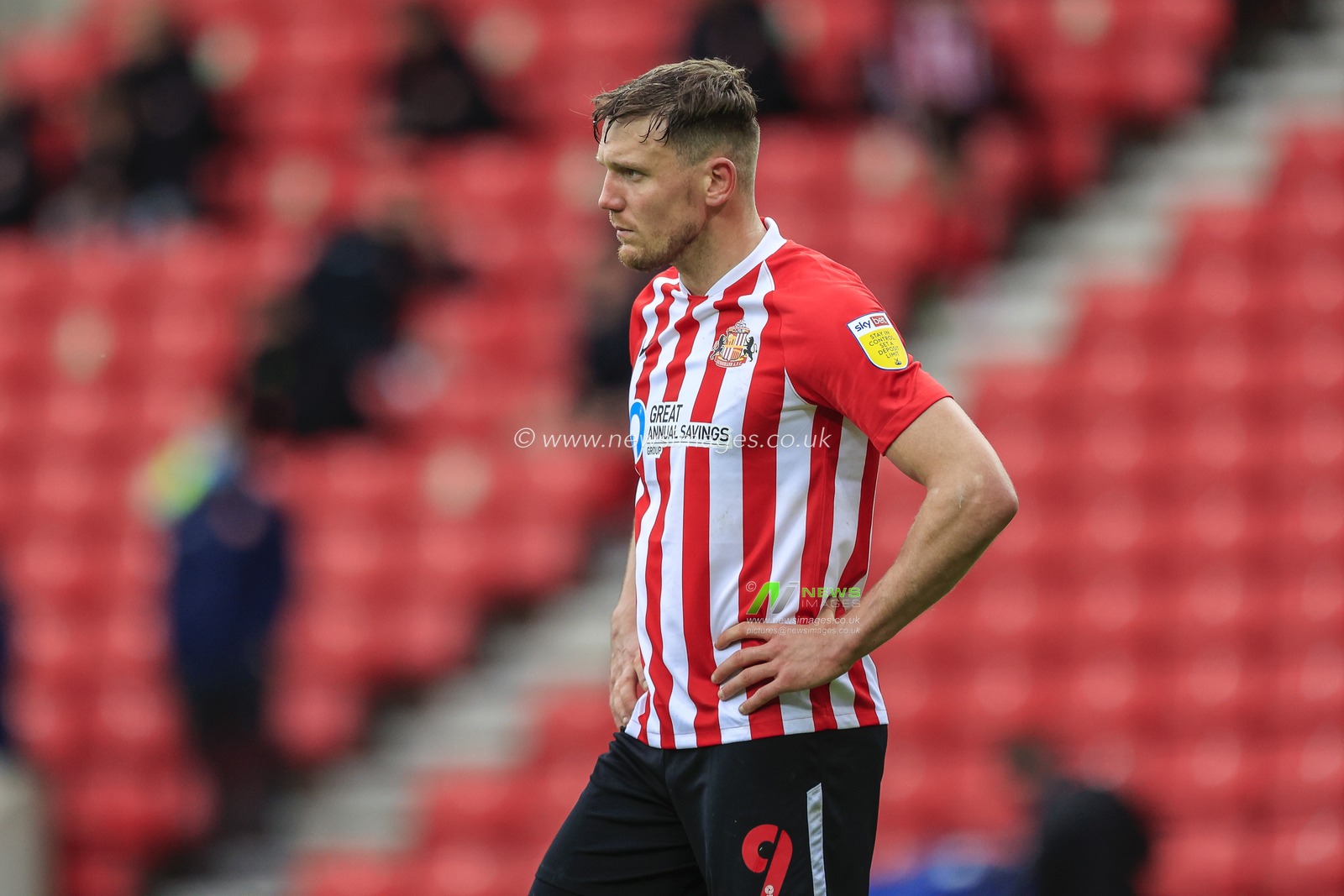 Charlie Wyke #9 of Sunderland looks dejected after the full-time whistle