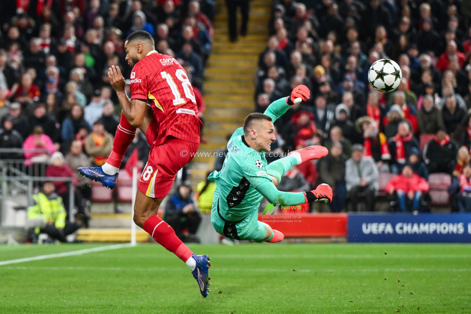 Mohamed Salah of Liverpool scores past Åukasz Skorupski of Bologna during the UEFA Champions League  - League Stage match Liverpool vs Bologna at Anfield, Liverpool, United Kingdom, 2nd October 2024

(Photo by Craig Thomas/News Images)
