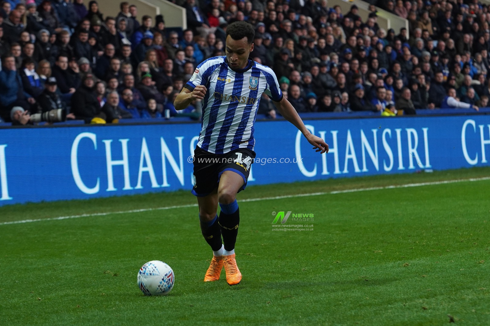 29th December 2019, Hillsborough, Sheffield, England; Sky Bet Championship, Sheffield Wednesday v Cardiff City : Jacob Murphy (14) of Sheffield Wednesday on the ball

Credit: Kurt Fairhurst/News Images
