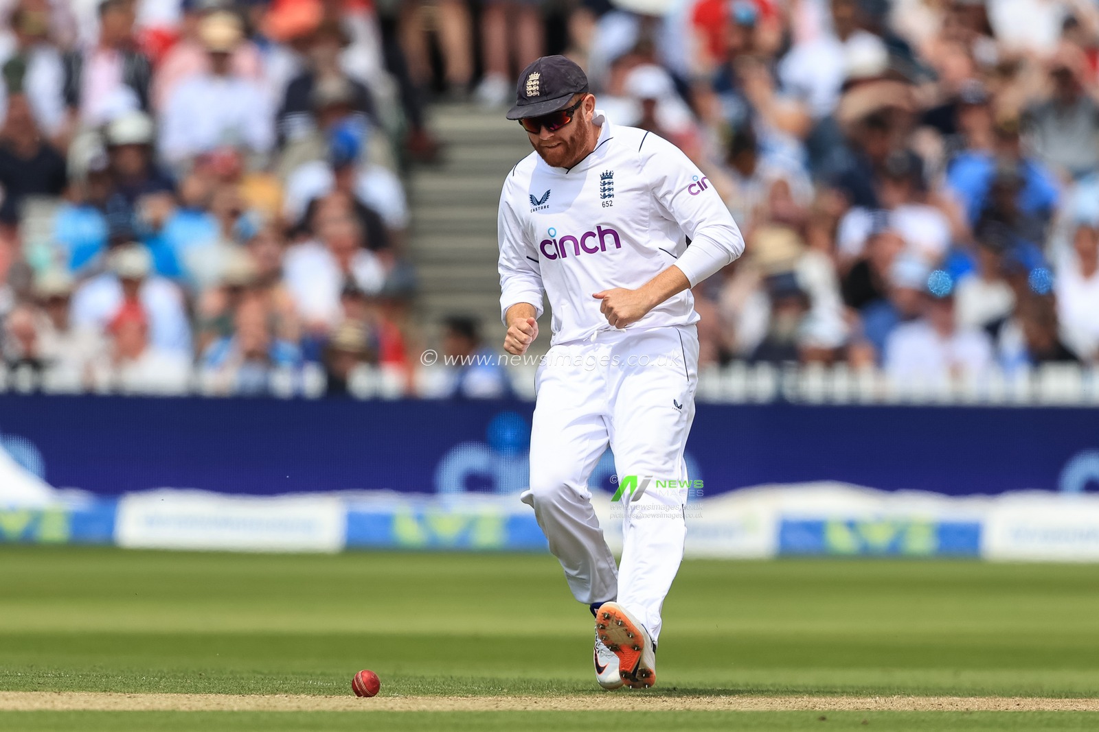 Jonny Bairstow of England collect the ball