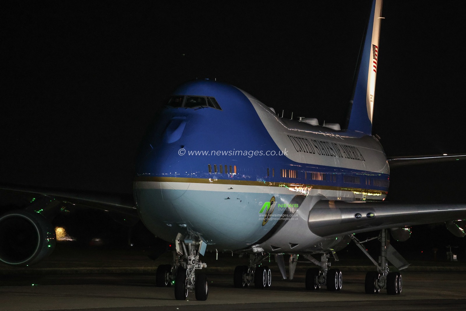 Air Force One arrives at London Stansted for the US President Donald Trump's state visit to the United Kingdom at London Stansted Airport, Stansted, United Kingdom, 16th September 2025

(Photo by Alfie Cosgrove/News Images)