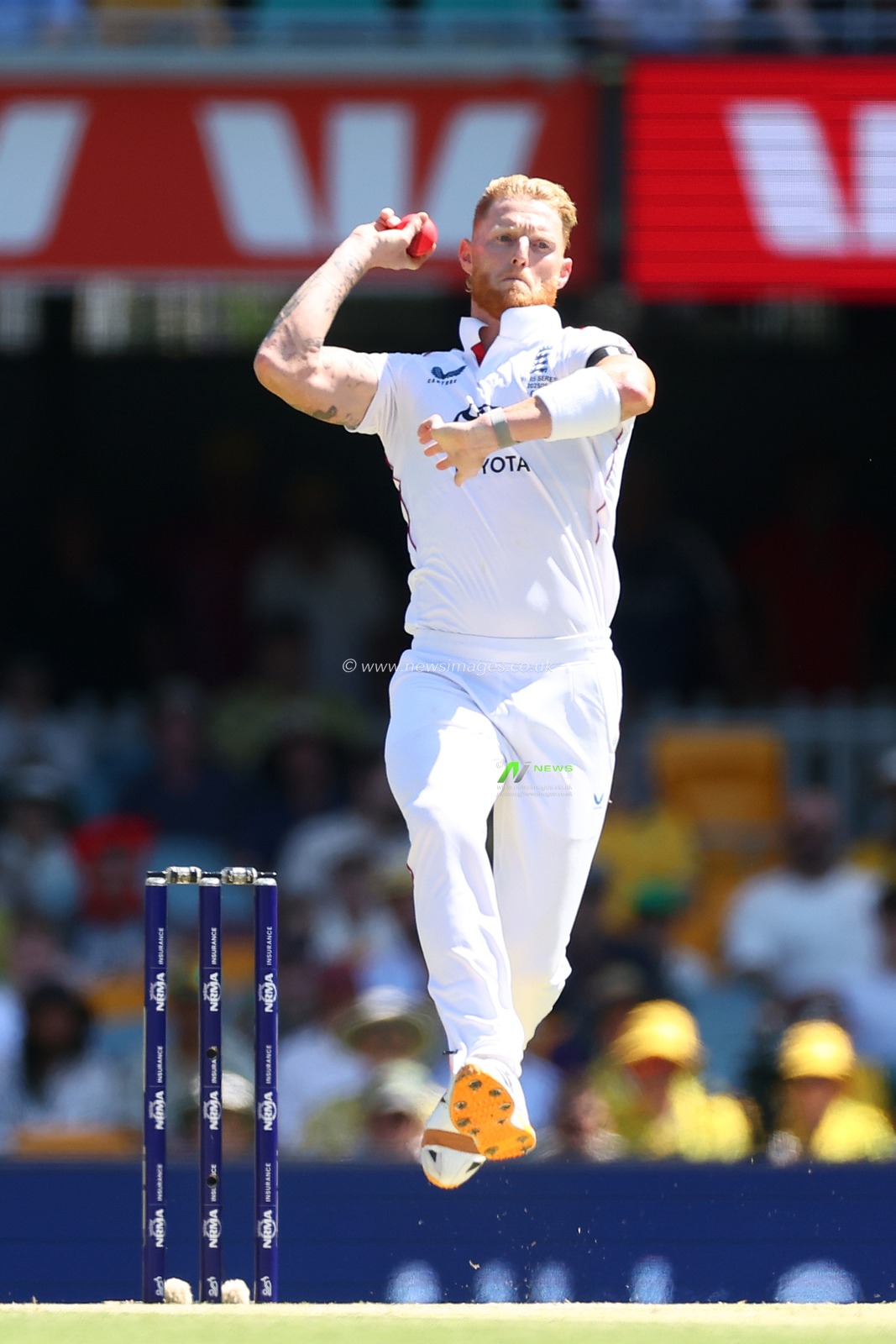 Ben Stokes of England  bowls during Day 3 of the Second Test in the NRMA Insurance Ashes Series Australia vs England at The Gabba, Brisbane Cricket Ground, Brisbane, Australia, 6th December 2025

(Photo by Patrick Hoelscher/News Images)

*** GER AUT SUI OUT ***