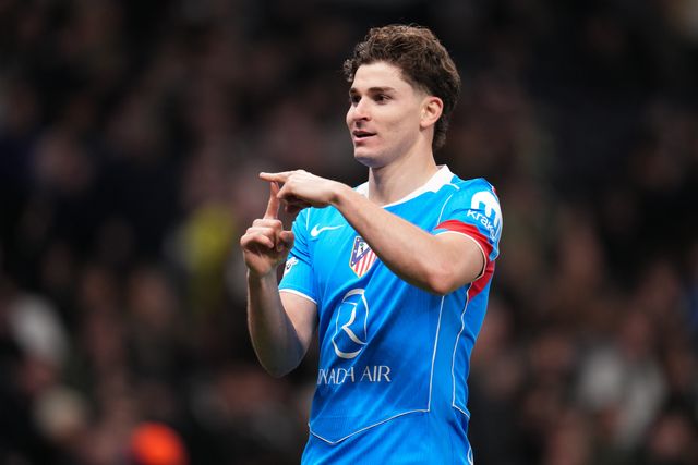 Julian Alvarez of Atlético Madrid celebrates 1-1 equaliser during the UEFA Champions League match Tottenham Hotspur vs Atletico Madrid at Tottenham Hotspur Stadium, London, United Kingdom on 18 March 2026

(Photo by Harvey Murphy/News Images)
