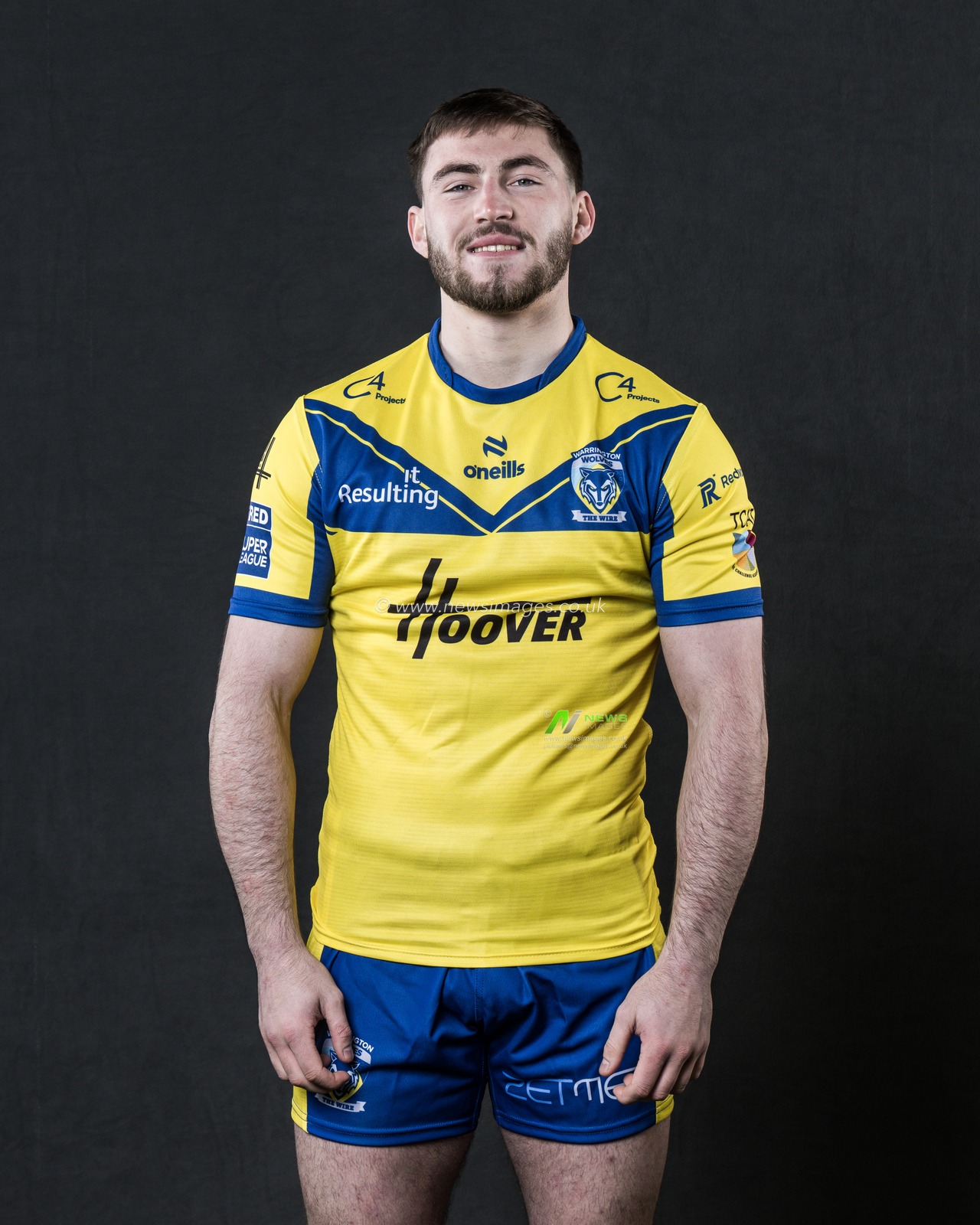 Adam Holroyd in the Home kit during the Warrington Wolves Team media day at Warrington wolves training centre, Warrington, United Kingdom, 16th January 2025

(Photo by Craig Thomas/News Images)