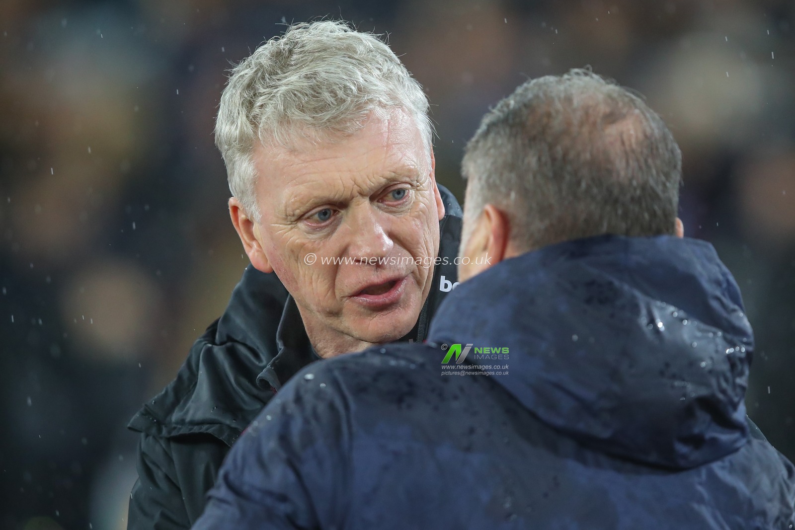 David Moyes manager of West Ham United shakes hands with Ange Postecoglou manager of Tottenham Hotspur during the Premier League match West Ham United vs Tottenham Hotspur at London Stadium, London, United Kingdom, 2nd April 2024

(Photo by Gareth Evans/News Images)