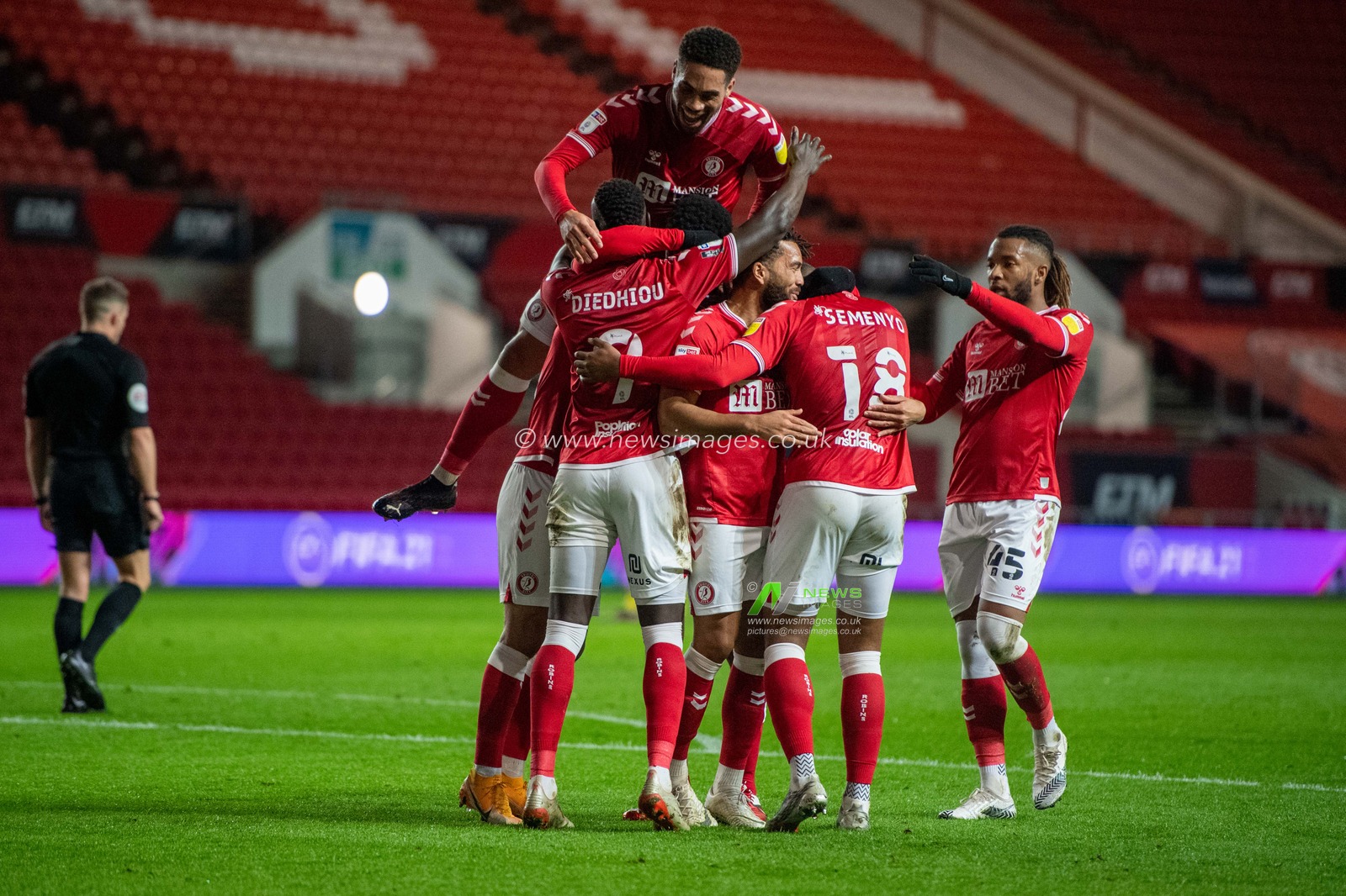 Bristol City celebrate their first goal