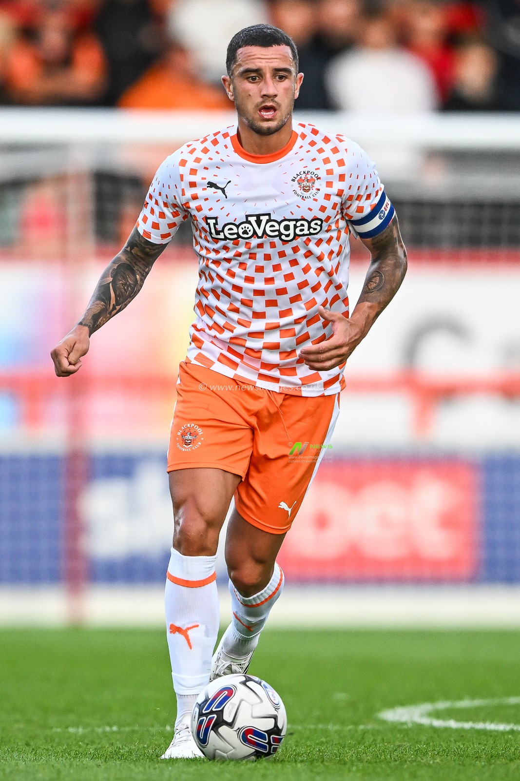 Oliver Norburn #6 of Blackpool during the Pre-season friendly match Morecambe vs Blackpool at Mazuma Stadium, Morecambe, United Kingdom, 25th July 2023

(Photo by Craig Thomas/News Images)