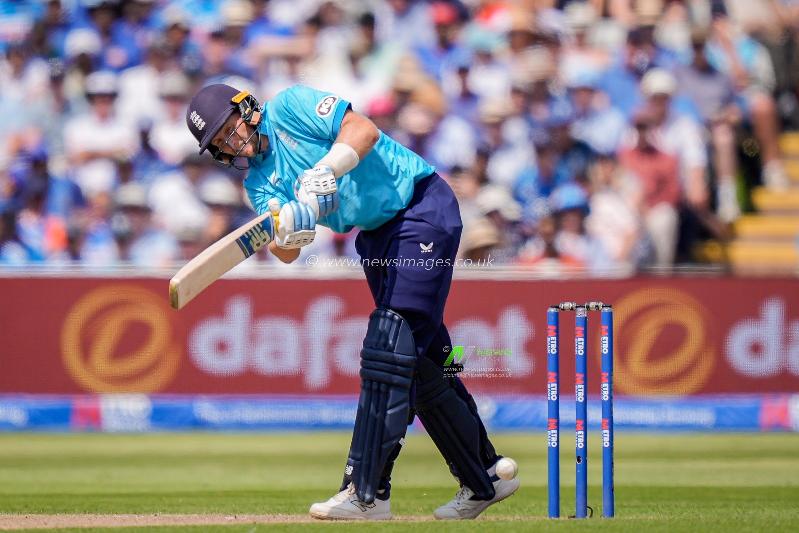 Joe Root of England hits a four during the 1st Metro Bank ODI match England vs India at Edgbaston, Birmingham, United Kingdom on 14 July 2026

(Photo by Maynard Manyowa/News Images)