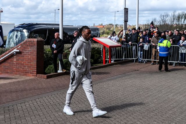 Destiny Udogie of Tottenham Hotspur arrives during the Premier League match Sunderland vs Tottenham Hotspur at Stadium Of Light, Sunderland, United Kingdom on 12 April 2026

(Photo by Alfie Cosgrove/News Images)