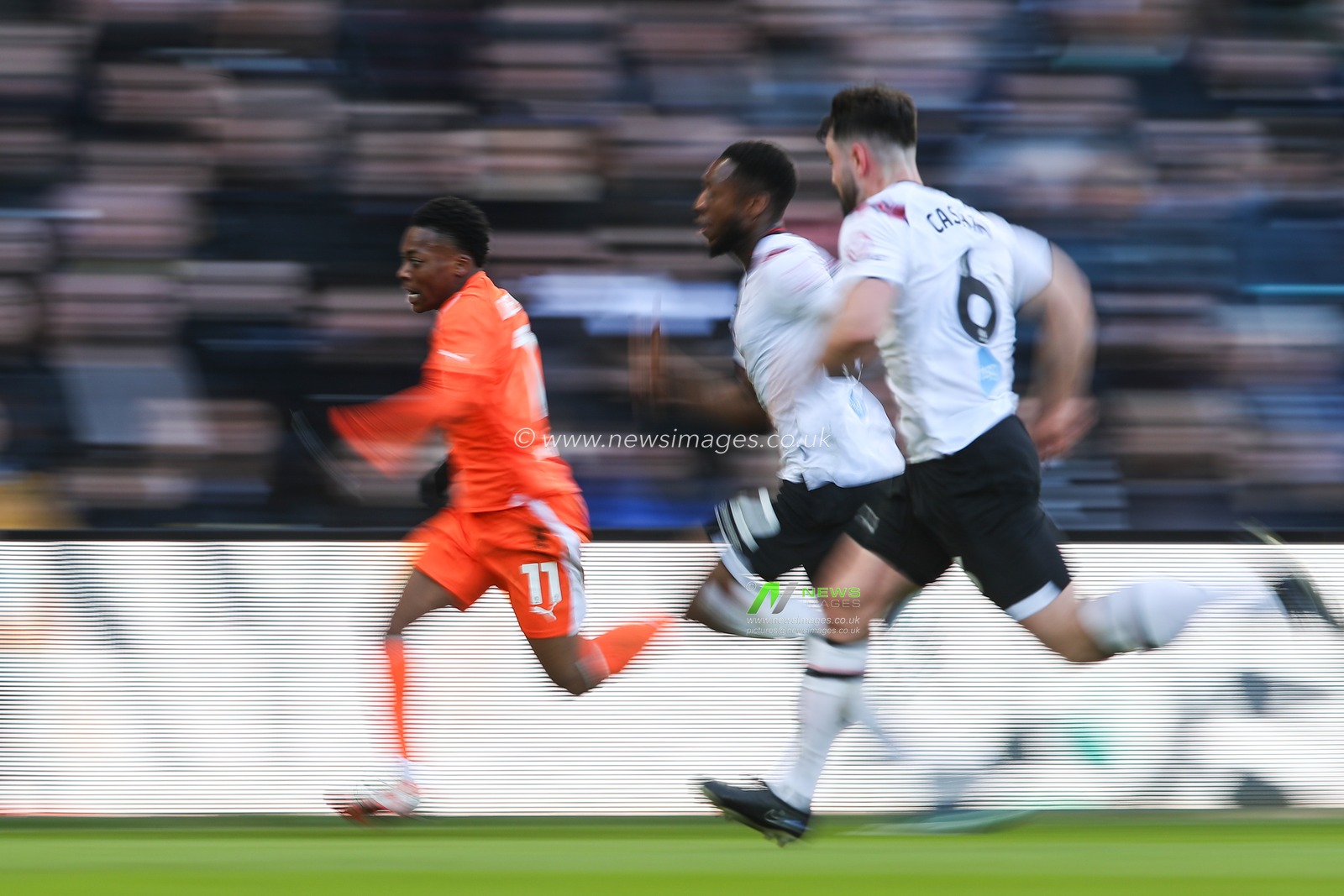 Karamoko Dembele of Blackpool during the Sky Bet League 1 match Derby County vs Blackpool at Pride Park Stadium, Derby, United Kingdom, 29th March 2024

(Photo by Gareth Evans/News Images)