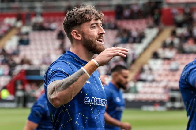 Matty Ashton of Warrington Wolves in the pre-game warm up during the Betfred Super League round 20 match Leigh Leopards vs Warrington Wolves at Leigh Sports Village, Leigh, United Kingdom on 25 July 2026

(Photo by Alfie Cosgrove/News Images)