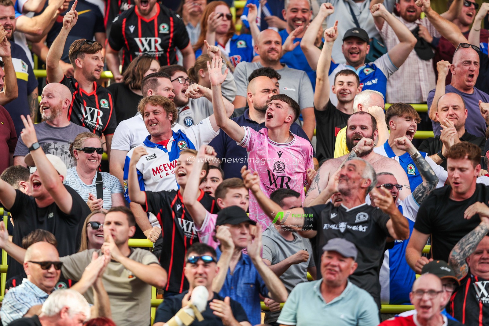 Blackburn Rovers fans celebrates the team's second goal during the Sky Bet Championship match Norwich City vs Blackburn Rovers at Carrow Road, Norwich, United Kingdom, 17th August 2024

(Photo by Izzy Poles/News Images)