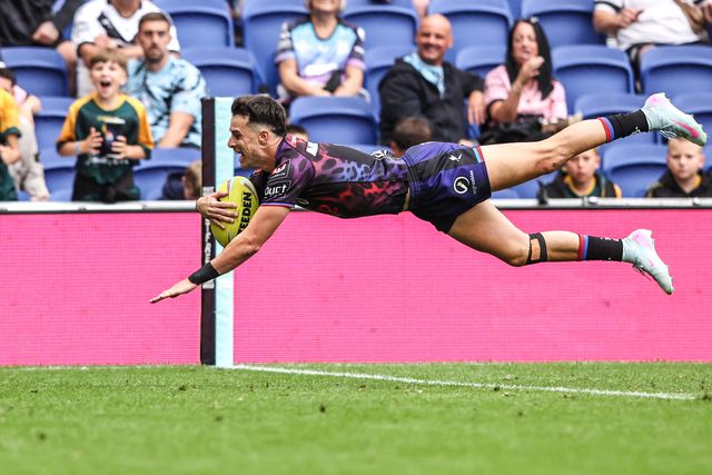 David Armstrong of Leigh Leopards goes over for a try during the Betfred Super League Magic Weekend match Leigh Leopards vs Warrington Wolves at Leigh Sports Village, Leigh, United Kingdom on 04 July 2026

(Photo by Alfie Cosgrove/News Images)
