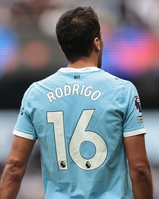 The shirt back of Rodrigo of Manchester City during the Premier League match Manchester City vs Tottenham Hotspur at Etihad Stadium, Manchester, United Kingdom, 23rd August 2025

(Photo by Mark Cosgrove/News Images)