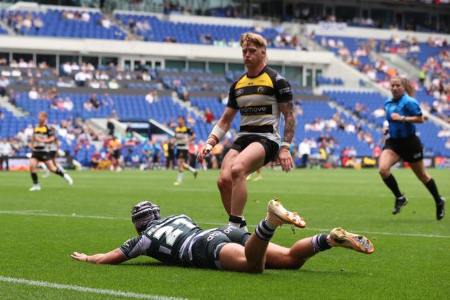 George Flanagan of Huddersfield Giants goes over for a try during the Betfred Super League Magic Weekend match Huddersfield Giants vs York Knights at Hill Dickinson Stadium, Liverpool, United Kingdom on 04 July 2026

(Photo by Alfie Cosgrove/News Images)