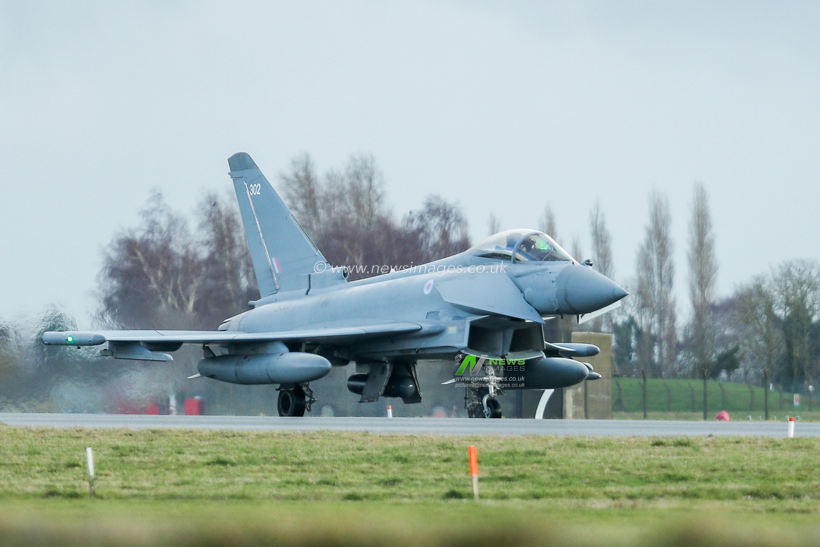 An RAF Typhoon FGR4 lands at RAF Coningsby, Coningsby, United Kingdom, 28th January 2025

(Photo by Izzy Poles/News Images)
