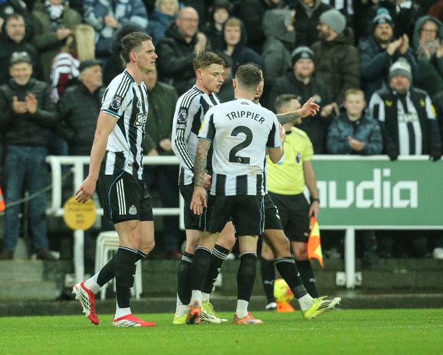 Sven Botman of Newcastle United celebrates his goal to make it 1-0 during the Premier League match Newcastle Untied vs Brentford at St. James's Park, Newcastle, United Kingdom on 07 February 2026

(Photo by Richard Bierton/News Images)
