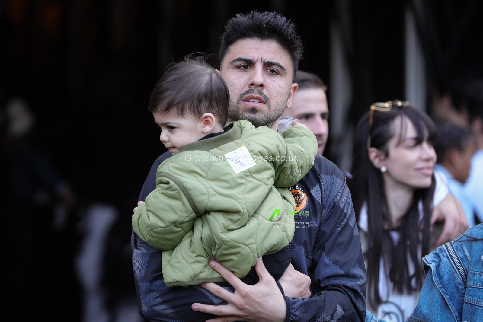 Ozan Tufan #7 of Hull City completes the lap of honour with his family after the Sky Bet Championship match Hull City vs Swansea City at MKM Stadium, Hull, United Kingdom, 29th April 2023

(Photo by James Heaton/News Images)
