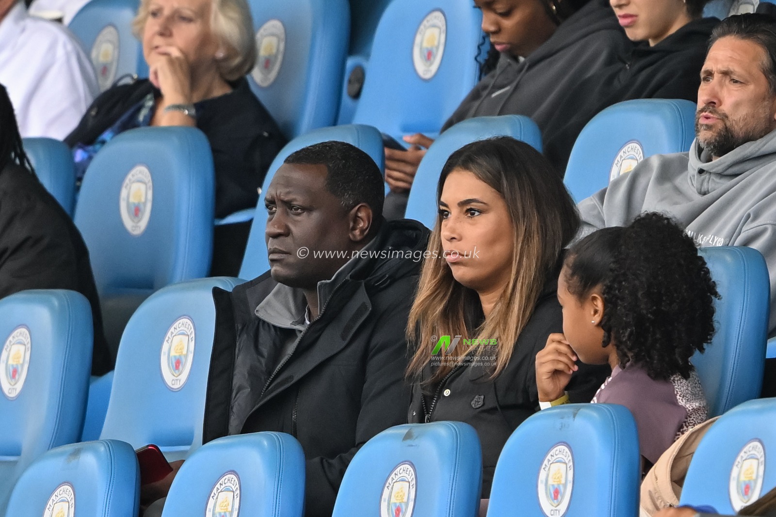Emile Heskey (left) and Chantelle Heskey (right) watch on Jaden Heskey of Manchester City during the Premier League 2 U23 match Manchester City vs Everton at Joie Stadium, Manchester, United Kingdom, 1st September 2024

(Photo by Cody Froggatt/News Images)