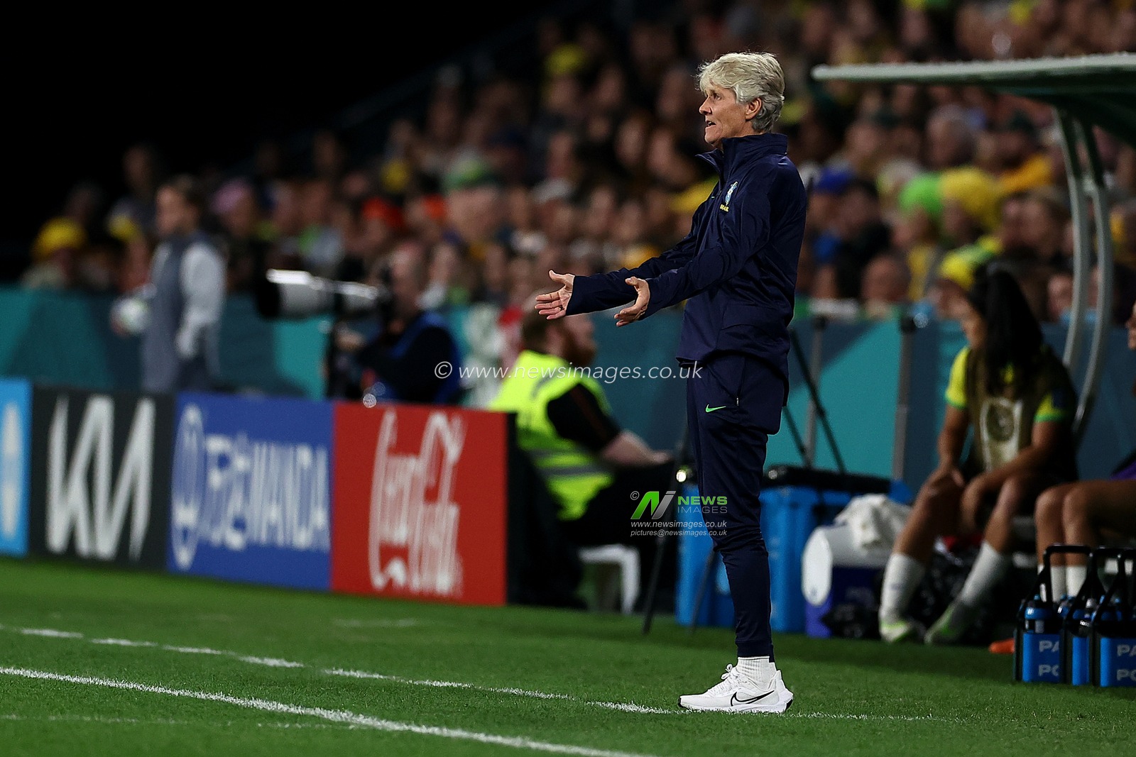 Brazil Coach Pia Sundhage during the FIFA Women's World Cup 2023 France Women vs Brazil Women Group F match at Suncorp Stadium, Brisbane, Australia, 29th July 2023

(Photo by Patrick Hoelscher/News Images)
