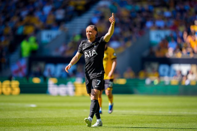 Xavi Simons of Tottenham Hotspur reacts after a missed chance on goal  during the Premier League match Wolverhampton Wanderers vs Tottenham Hotspur at Molineux, Wolverhampton, United Kingdom on 25 April 2026

(Photo by Maynard Manyowa/News Images)