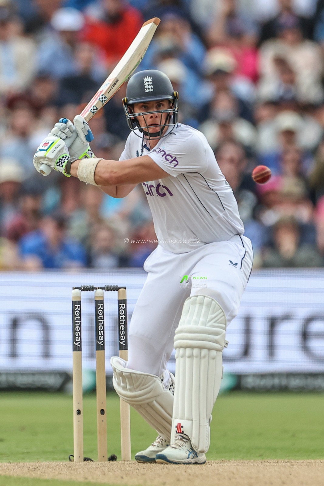 Chris Woakes of England hits the ball for four runs during Day Two of the Rothesay Test match England vs West Indies at Edgbaston, Birmingham, United Kingdom, 27th July 2024

(Photo by Mark Cosgrove/News Images)