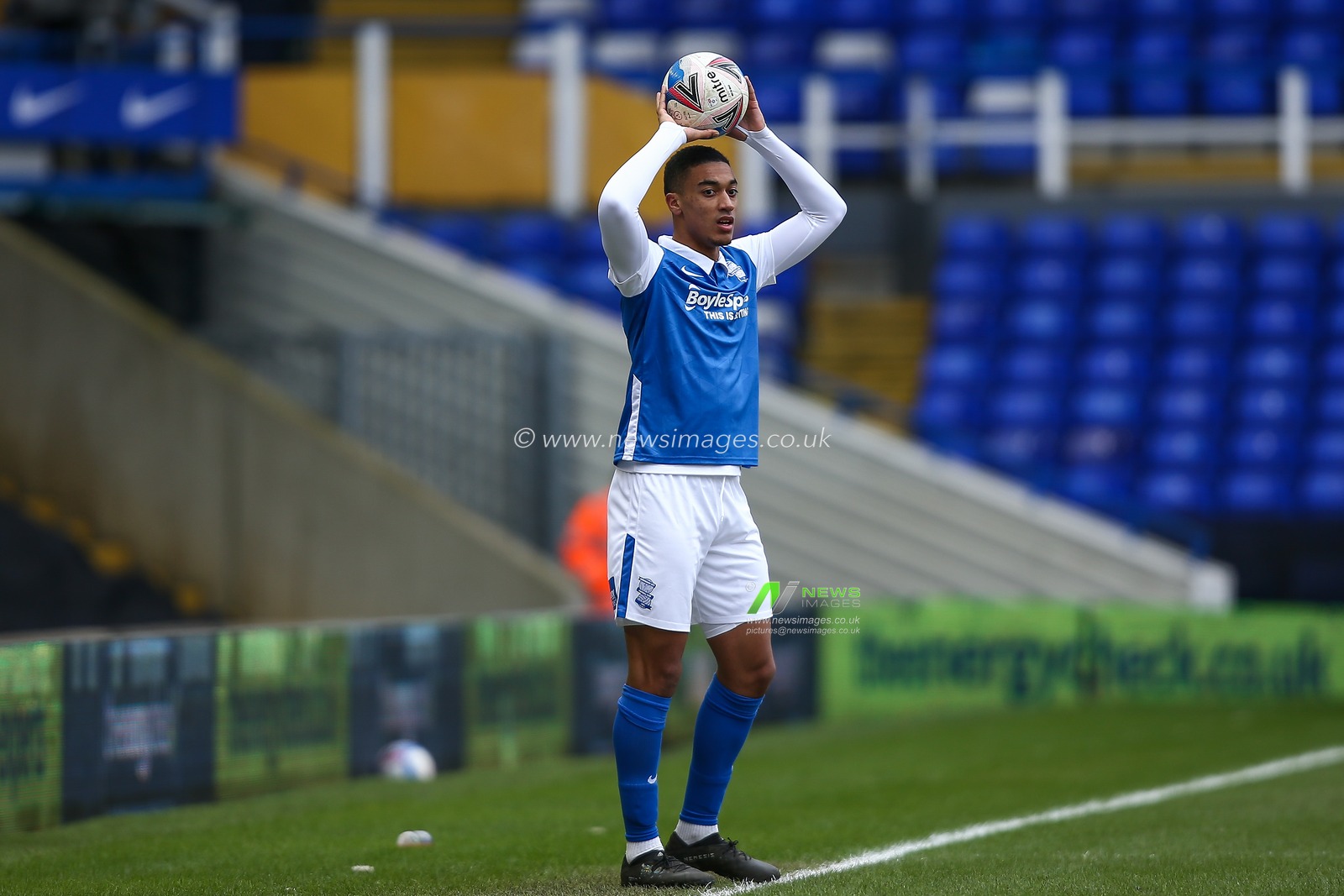 Yan Valery #6 of Birmingham City takes a throw in
