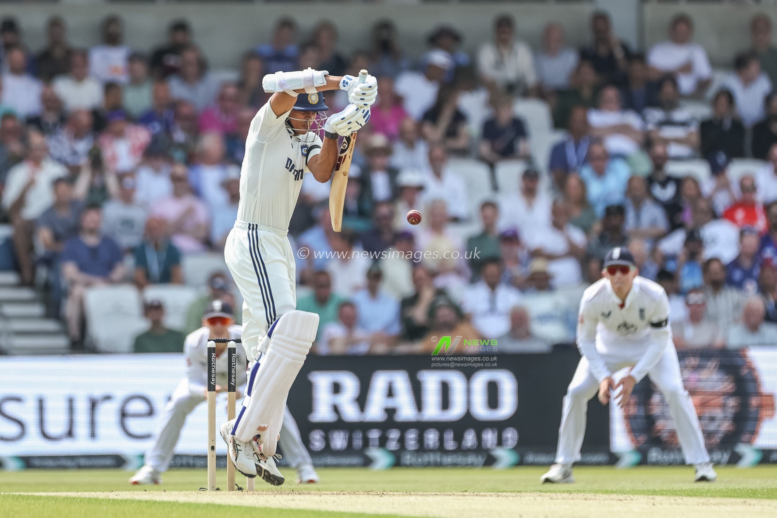Yashasvi Jaiswal of India gets cup on his toes to play a shot during the 1st Rothesay Test Match Day 1 England vs India at Headingley Cricket Ground, Leeds, United Kingdom, 20th June 2025

(Photo by Mark Cosgrove/News Images)