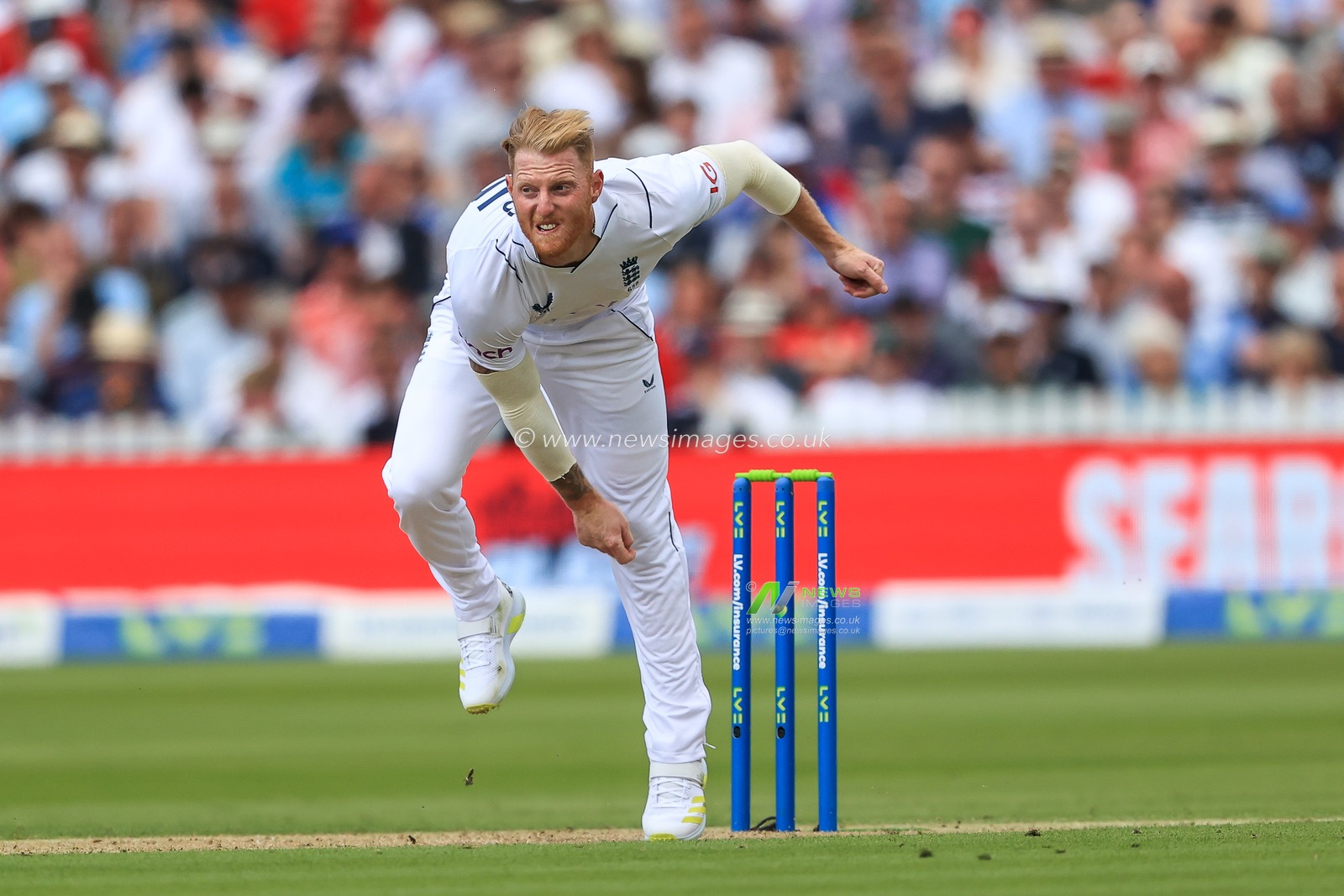 Ben Stokes of England bowling