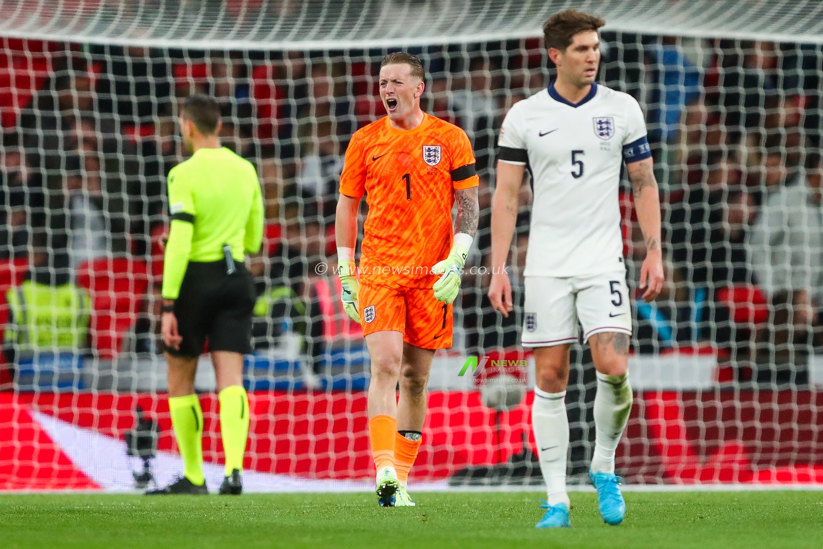 Jordan Pickford of England reacts following Greeceâ€™s goal during the UEFA Nations League - League B - Group B2 - match England vs Greece at Wembley Stadium, London, United Kingdom, 10th October 2024

(Photo by Gareth Evans/News Images)