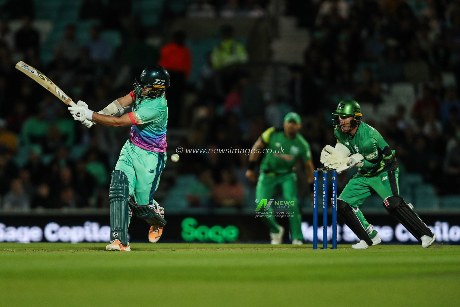 Sam Curran of Oval Invincibles bats during the The Hundred match Oval Invincibles vs Southern Brave at The Kia Oval, London, United Kingdom, 8th August 2024

(Photo by Izzy Poles/News Images)
