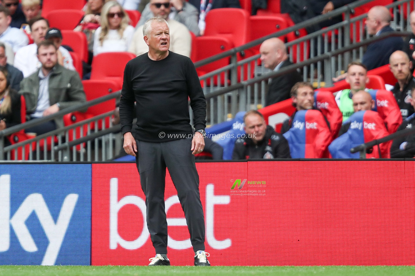 Chris Wilder manager of Sheffield United reacts during the Sky Bet Championship Playoff Final match Sheffield United vs Sunderland at Wembley Stadium, London, United Kingdom, 24th May 2025

(Photo by Izzy Poles/News Images)