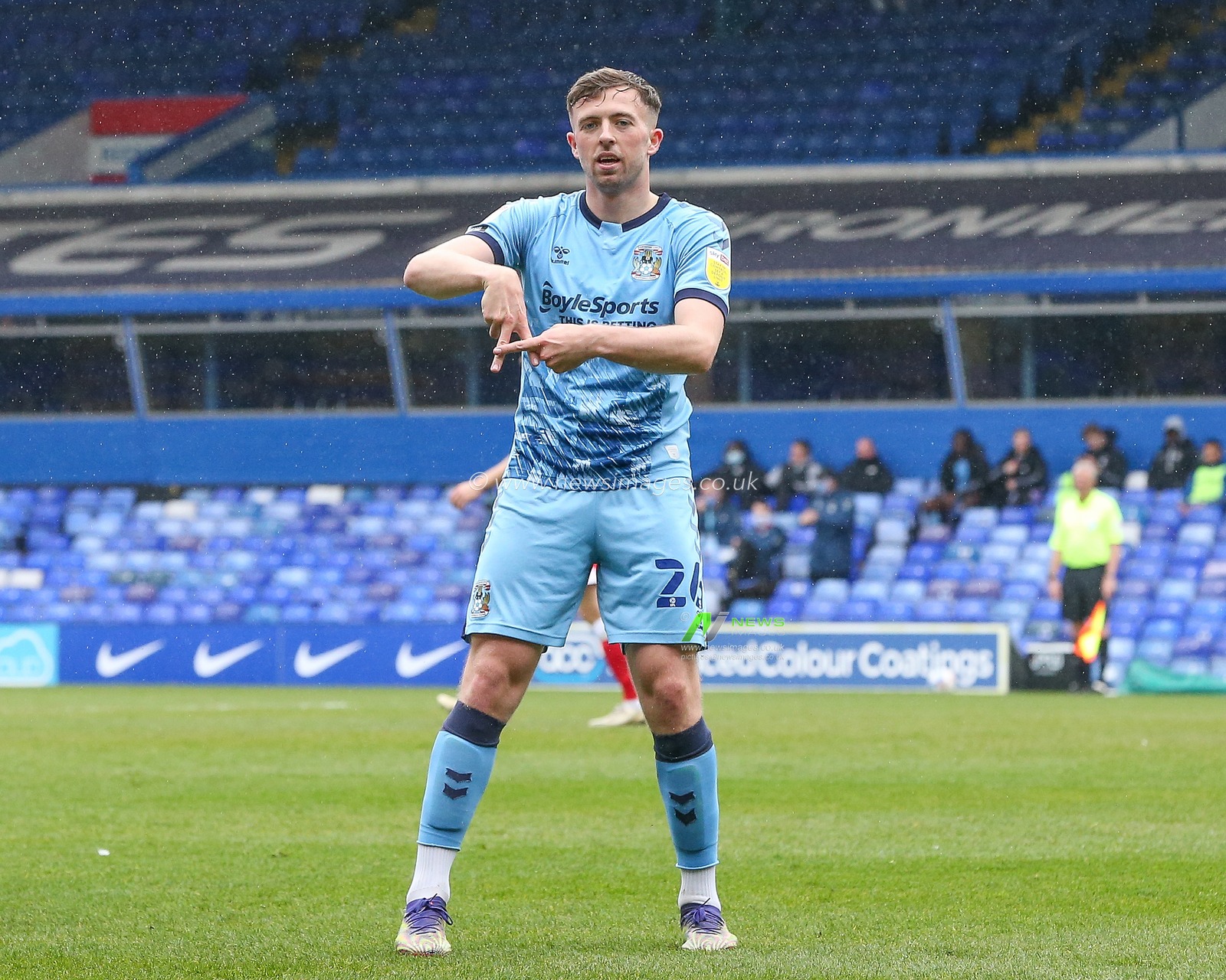 Jordan Shipley #26 of Coventry City celebrates his goal in the game against Millwall to make it 1-0