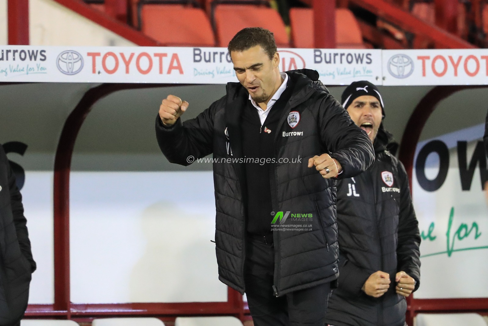 Valerien IsmaÃ«l manager of Barnsley celebrates Barnsleyâ€™s 2-0 win over Forest