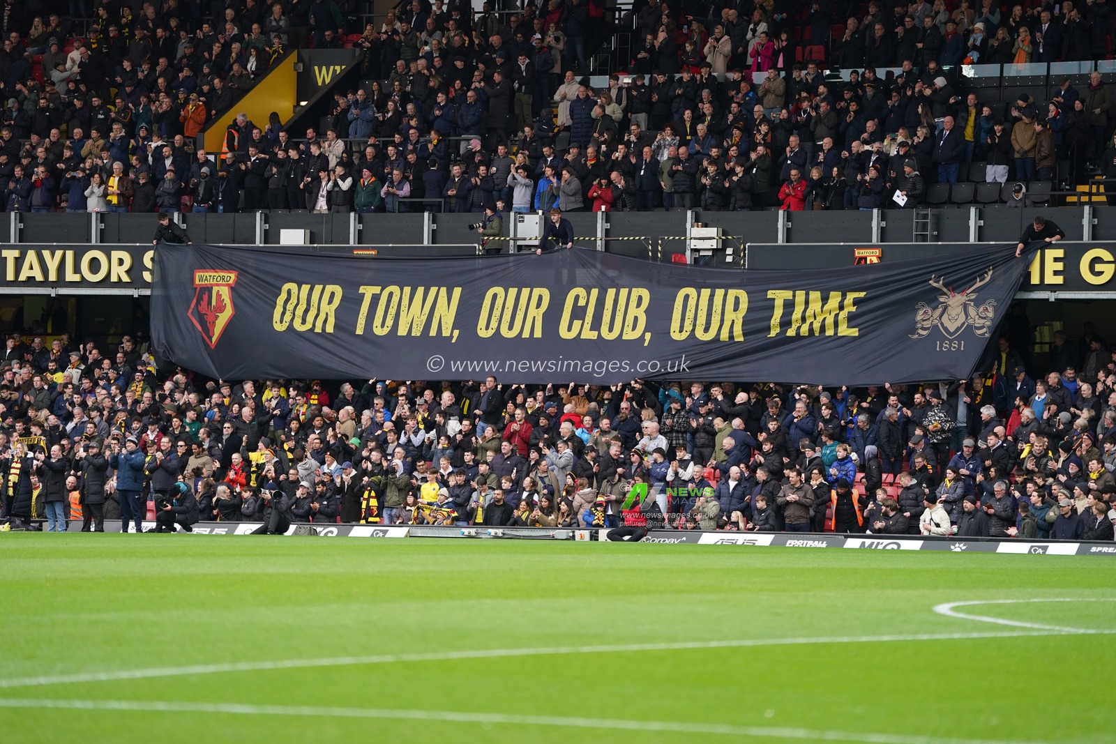Watford Banner ahead of the Sky Bet Championship match Watford vs Luton Town at Vicarage Road, Watford, United Kingdom, 23rd February 2025

(Photo by Harvey Murphy/News Images)