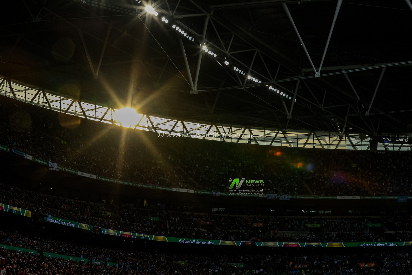 A general view of the sun set at the stadium during the Carabao Cup Final match Arsenal vs Manchester City at Emirates, London, United Kingdom on 22 March 2026

(Photo by Alfie Cosgrove/News Images)