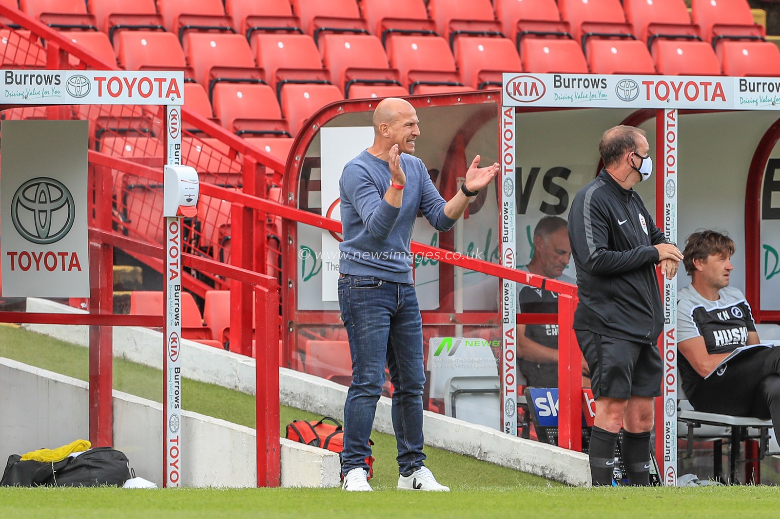 Gerhard Struber manager of Barnsley FC applouds his players during the game