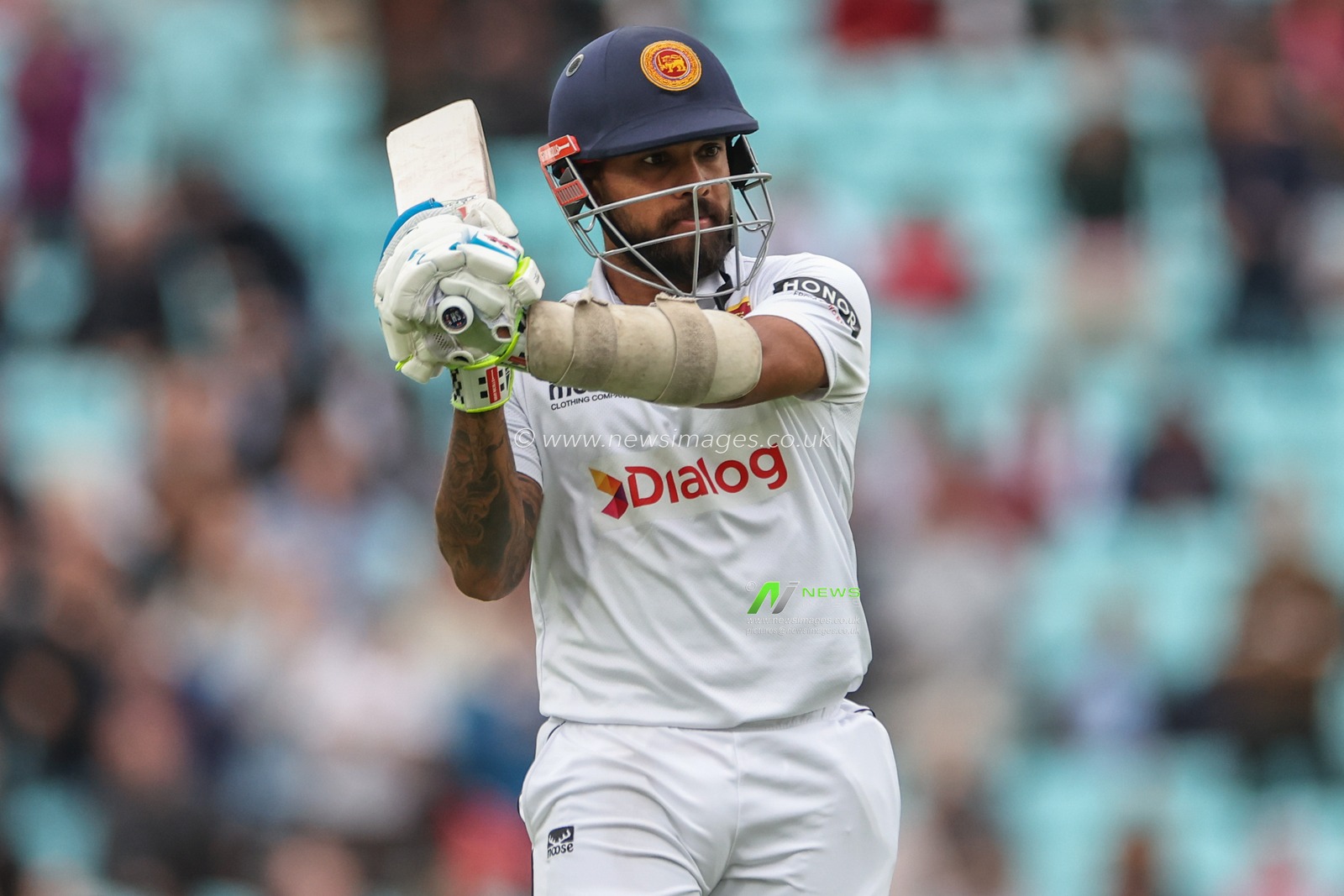 Kusal Mendis of Sri Lanka simulates a shot where he was caught out by Shoaib Bashir of England during the 3rd Rothesay Test Match Day Four England v Sri Lanka at The Kia Oval, London, United Kingdom, 9th September 2024

(Photo by Mark Cosgrove/News Images)