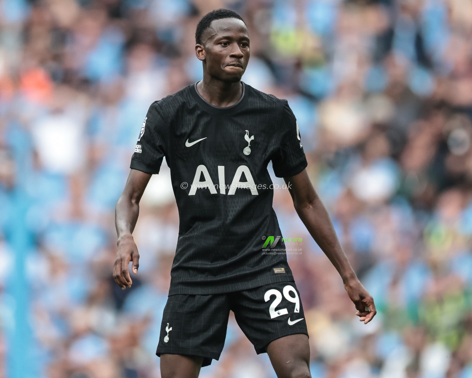 Pape Matar Sarr of Tottenham Hotspur during the Premier League match Manchester City vs Tottenham Hotspur at Etihad Stadium, Manchester, United Kingdom, 23rd August 2025

(Photo by Mark Cosgrove/News Images)