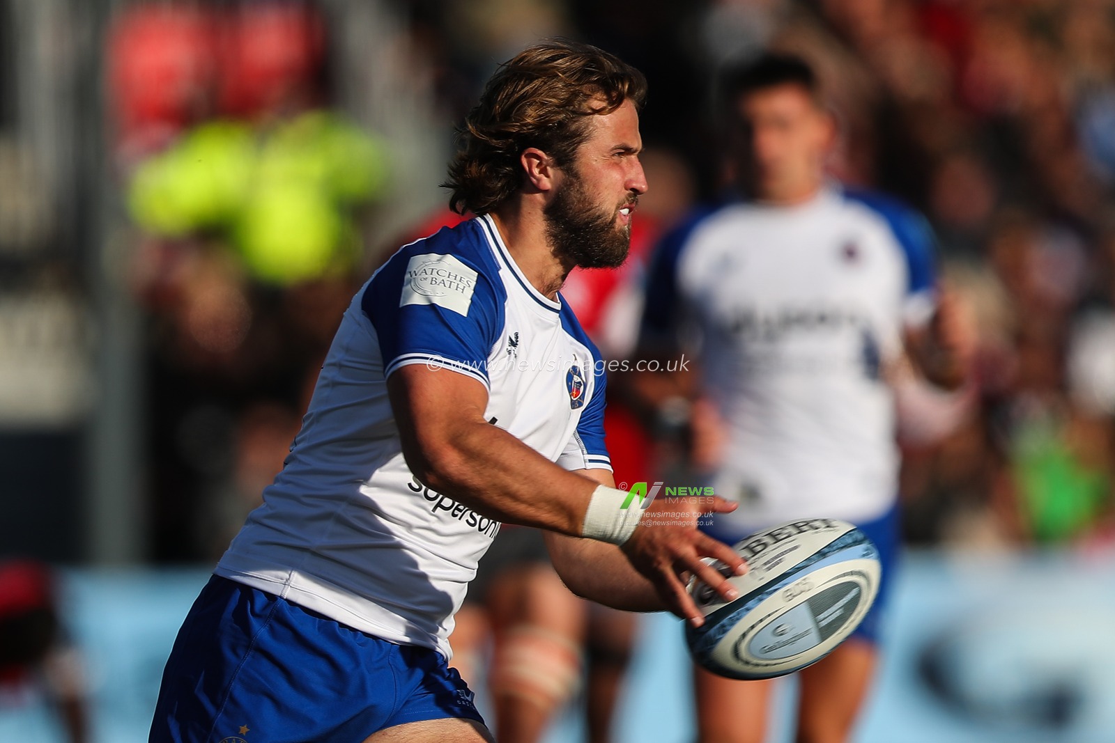 Tom De Glanville of Bath passes the ball during the Gallagher Premiership match Gloucester Rugby vs Bath Rugby at Kingsholm Stadium , Gloucester, United Kingdom, 12th October 2024

(Photo by Gareth Evans/News Images)