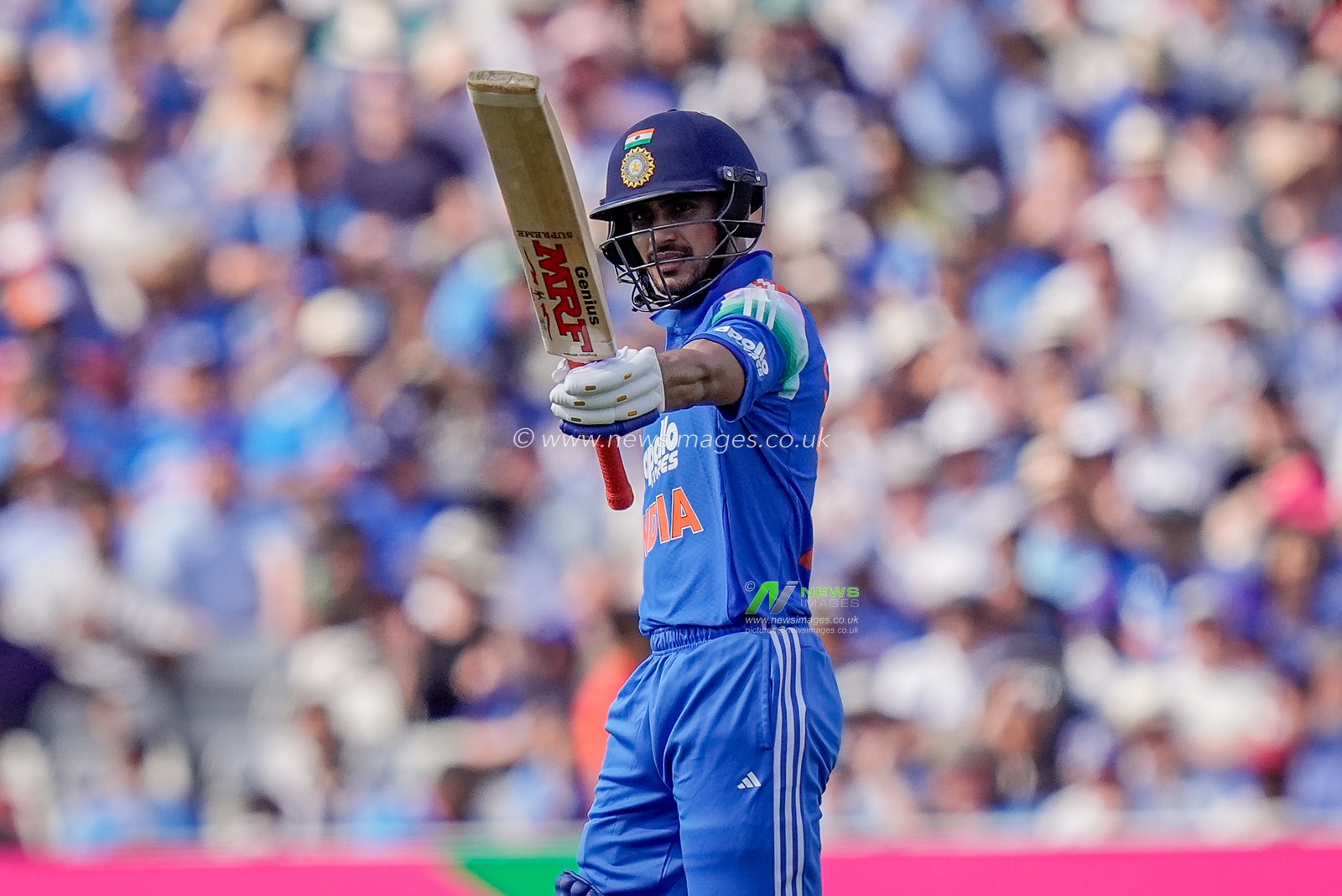 India captain Shubman Gill celebrates a half century  during the 1st Metro Bank ODI match England vs India at Edgbaston, Birmingham, United Kingdom on 14 July 2026

(Photo by Maynard Manyowa/News Images)
