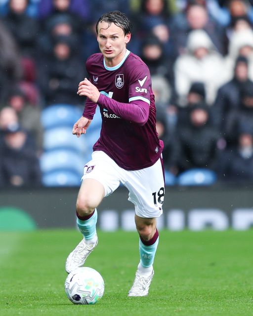 Hjalmar Ekdal of Burnley with ball at his feet during the Premier League match Burnley vs Brighton & Hove Albion at Turf Moor, Burnley, United Kingdom on 11 April 2026

(Photo by Jorge Horsted/News Images)