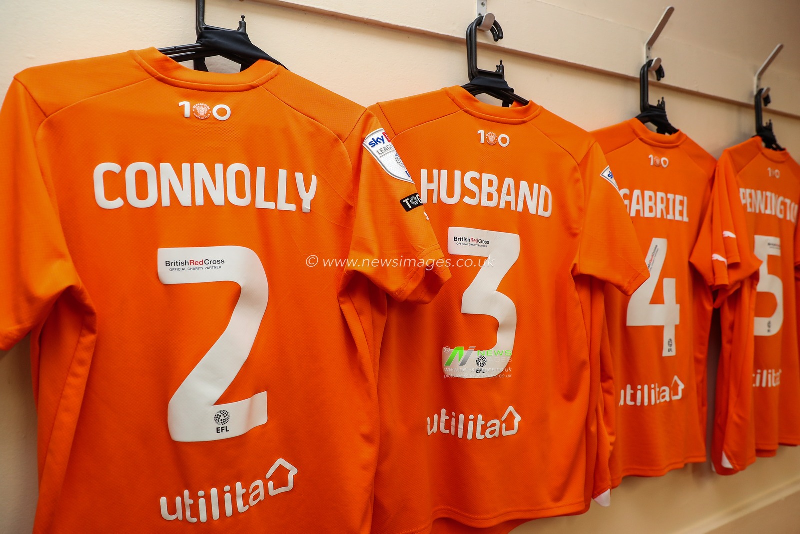 The home shirt of Callum Connolly of Blackpool hanging up in the changing room ahead of the Sky Bet League 1 match Peterborough United vs Blackpool at Weston Homes Stadium, Peterborough, United Kingdom, 17th February 2024

(Photo by Gareth Evans/News Images)