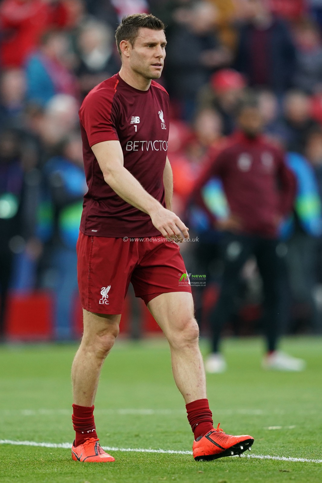 Liverpool's James Milner during the pre-match warm-up 

7th Mayl 2019 , Anfield Stadium, Liverpool, England;  UEFA Champions League Semi Final, Second Leg, Liverpool FC vs FC Barcelona 

Credit: Terry Donnelly/News Images